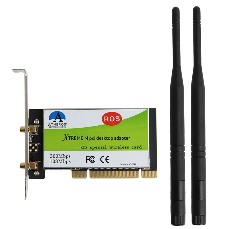 Высокое качество AR9223 PCI 300M 802.11b/g/n беспроводная WiFi карта для настольного ноутбука wifi беспроводной адаптер с антенной 6 дБ