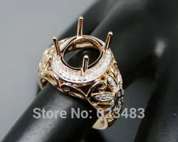 Овальный 9x11 мм одноцветное 14kt розовое золото полу-гора обручальное кольцо