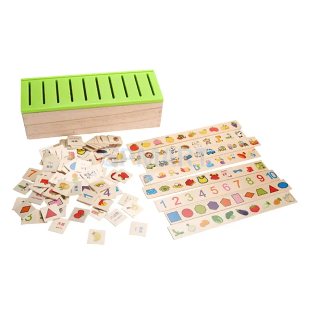 Wooden Classification Toy Box Montessori Kids Pattern Matching Classify Toy