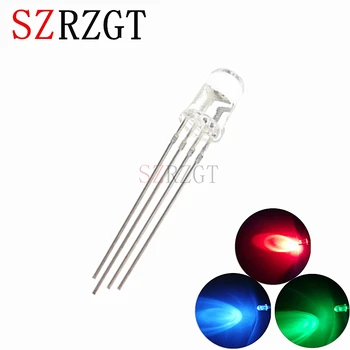 

100pcs 5mm RGB LED Common Cathode Tri-Color Emitting Diodes f5 RGB Diffused