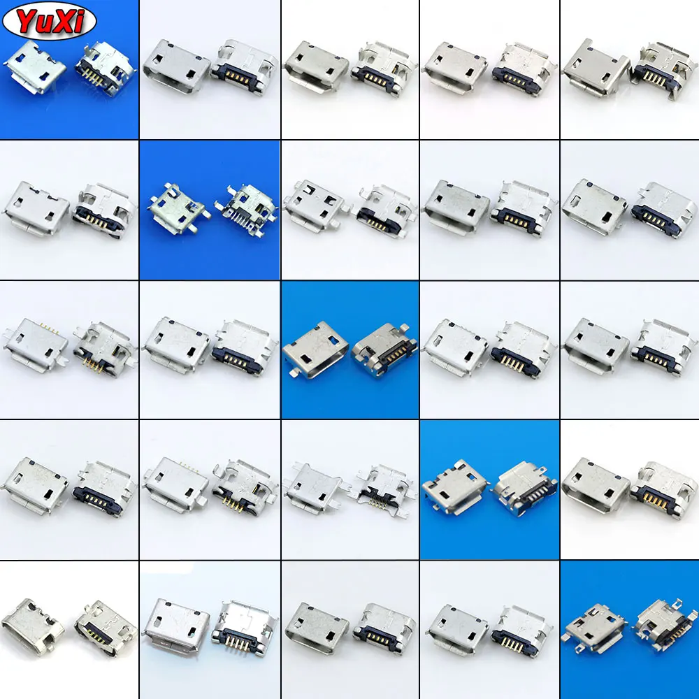 YuXi 25 моделей микро USB разъем 5Pin usb гнездо для MP3/4/5 Huawei Lenovo ZTE и других мобильных