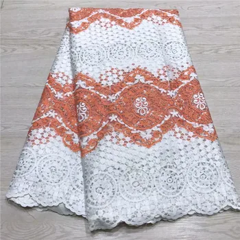 

2019 Fashion African Lace Fabric African French Tulle Lace Fabric High Quality with Heavy Beads For Party dresses jy65-1957