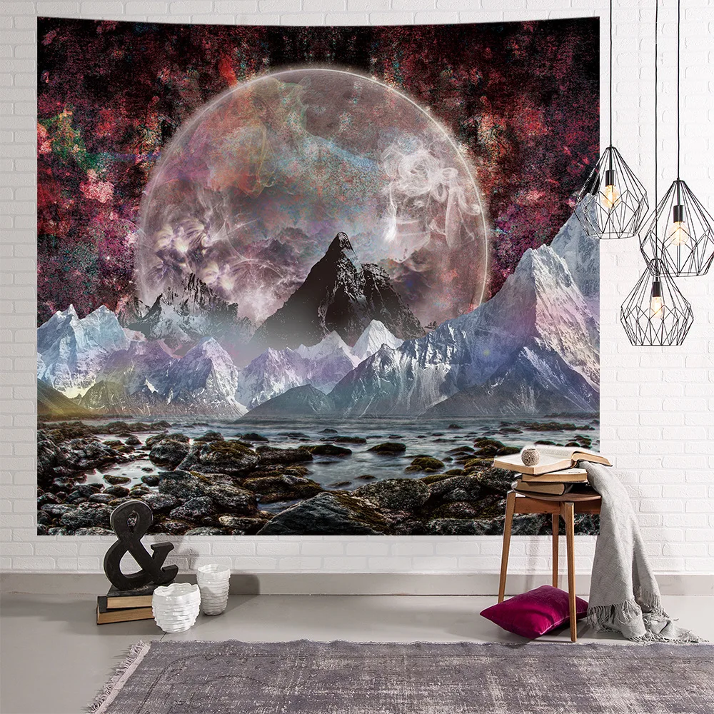 Galaxy Psychedelic Star Tapestry Wall Hanging Lightweight Polyester Fabric Forest wall hanging Decoration Home - Цвет: Цвет: желтый