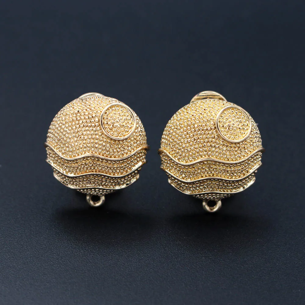 Stud Clip Earrings Post Circle Base with Loop Hanger DIY Findings Accessories Indian Indonesian Wedding Dubai Gold-color Jewelry | Украшения