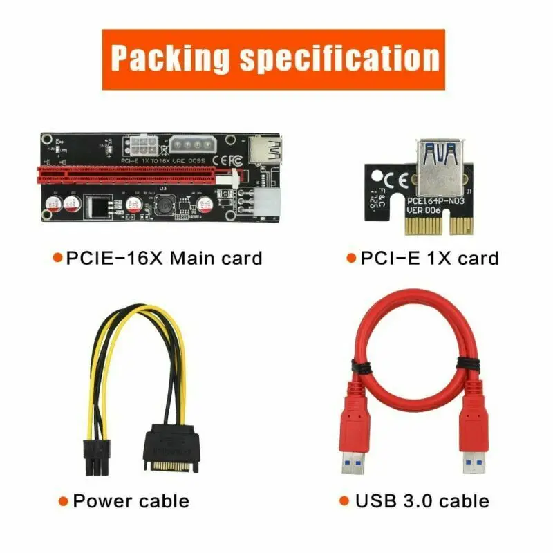 HOT-Ver009S Pci Express Riser Card M2 1X 16X Dual 6Pin 4Pin power Pci-E Exte Cable