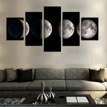 

Artryst 5 Piece Moon Modern Home Wall Art Decor Canvas Picture Art HD Print Painting On Canvas for Living Room ZJ3629