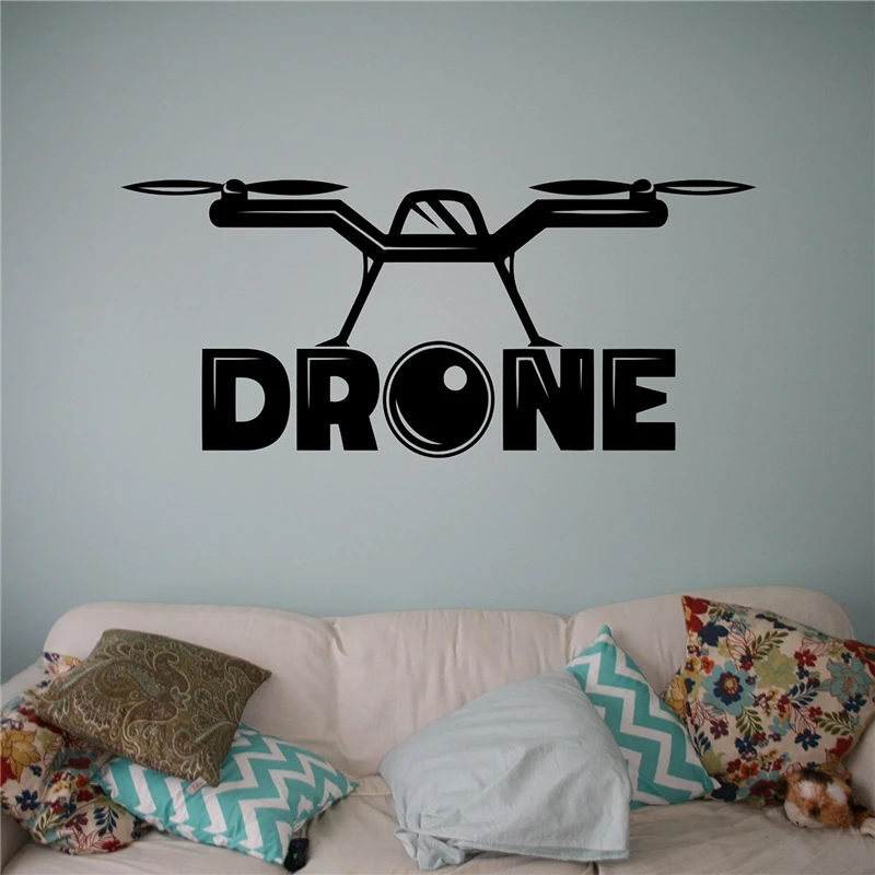 Cuadricoptero Con Camara Pared Vinilo Calcomania Aire Drone Pared Pegatina Avion Hogar Pared Arte Decoracion Ideas Interior Ninos Habitacion Diseno X102 Jamiiprime Store