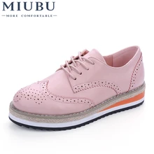 MIUBUCandy Colors Brogue Shoes Woman Platform Women Oxfords British Style Creepers Cut-Outs Flats Casual Women Shoes 7 Colors elevator vintage women oxfords shoes creepers brogue lace up brown muffin platform british style flats thick sole white spring