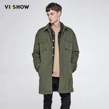 VIISHOW Зима Куртка Мужчины Долго ArmyGreen Parka Пальто Карманный Повседневная Длинные Бурелом Хип-Хоп Пальто для Мужчин MC16064