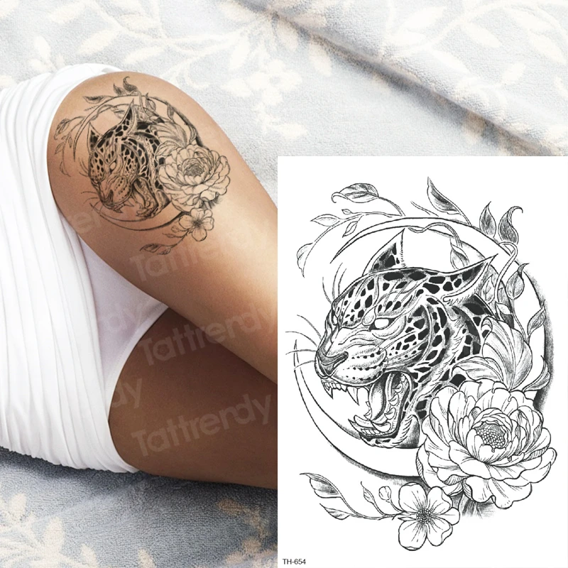 Черная пантера татуировки Временные татуировки на татуировка на тело девушки леопард печать Временные татуировки животные женщины сексуальные татуировки вода