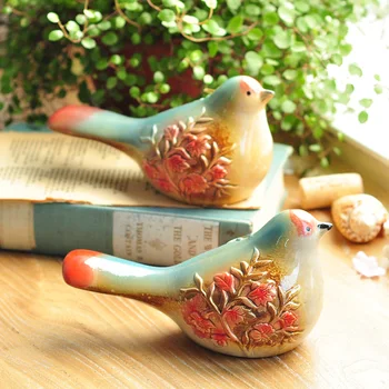 

Set of 2 Ceramic Flower Embellished Multi-colored Bird Figurines Animal Figure for Home Table Decor Christmas Gifts Birds