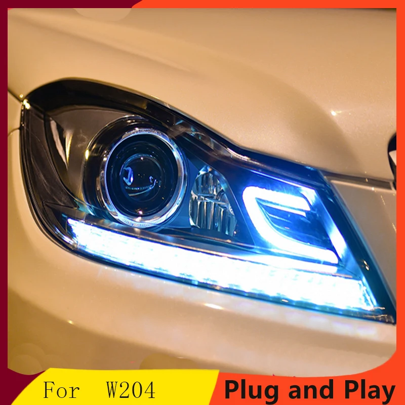 

car for Mercedes-Benz C-class W204 headlight assembly with LED daytime running lights Xenon headlights