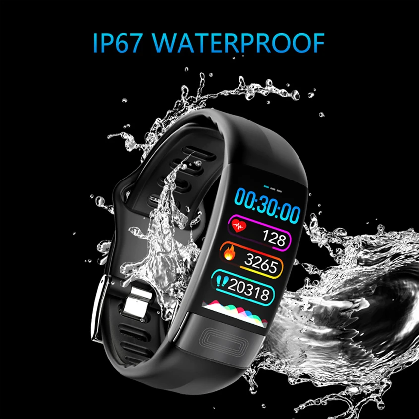 FOR P11 ECG+PPG Smart Band Blood Pressure HR Monitor Smartband Fitness Tracker Watch Pedometer Smart Bracelet For IOS Android