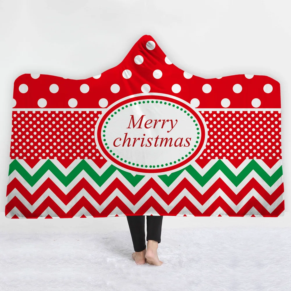 

2018 New Christmas Tree Printing Hooded Blanket Keep Warm Adults Child Blanket Winter High Quality Comfortable Soft Blankets