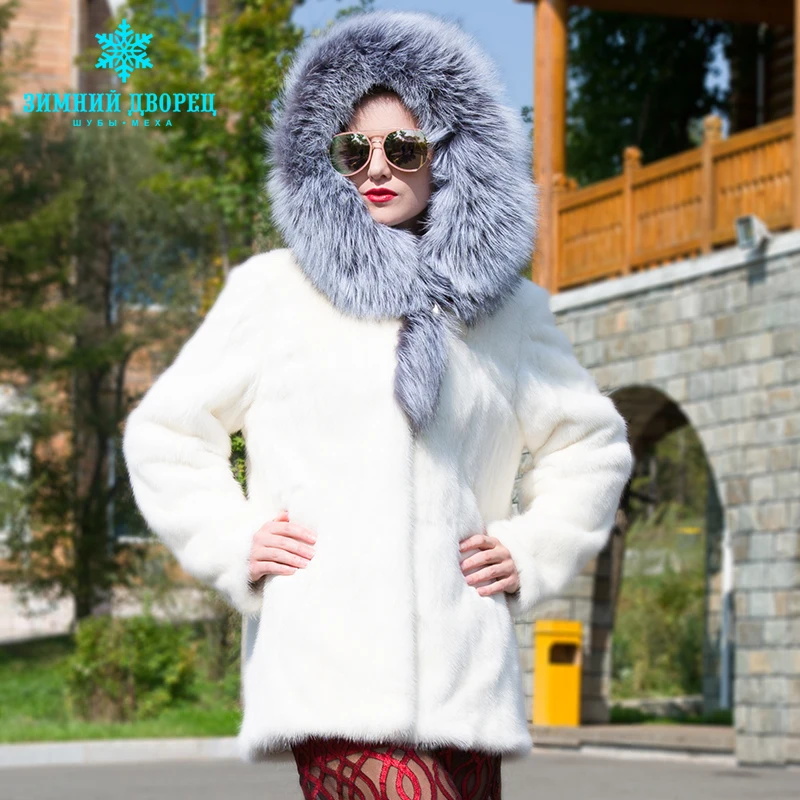 Buy White fashion big fox fur collar fur coat popular
