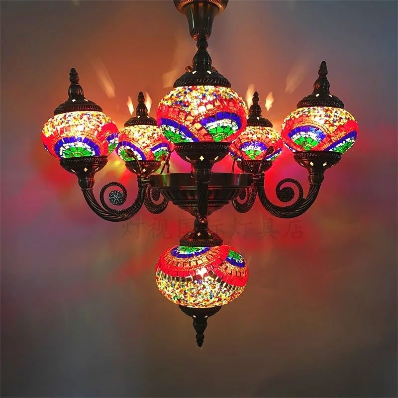 Стиль ручная инкрустированная стеклянная лампа с мозаикой романтическое Кафе Ресторан Бар отель люстры Средиземноморский стиль турецкое освещение - Цвет корпуса: Style 2