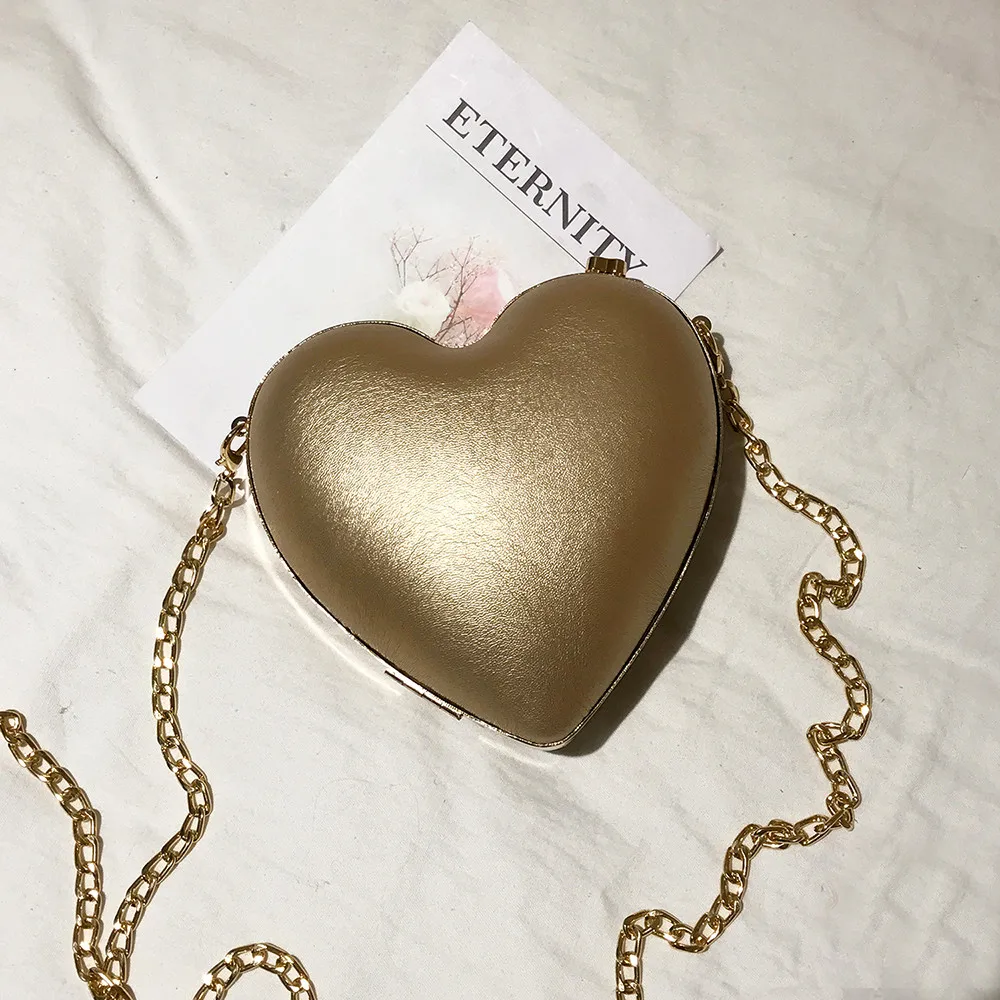 Gold OCARDIAN, женские сумки, в форме сердца, металлическая цепочка, сумка через плечо, модные женские желеобразные Сумки, кошелек, одноцветные сумки 932824 - Цвет: Gold