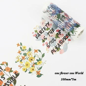 

1 Roll 10cm*5m Kawaii Japanese Flowers Plants Decoracion Wide Tape Masking Diary Washi Tape With Sticker Stationery