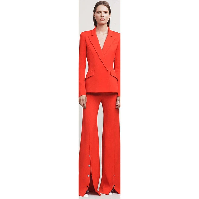 womens red 2 piece suit