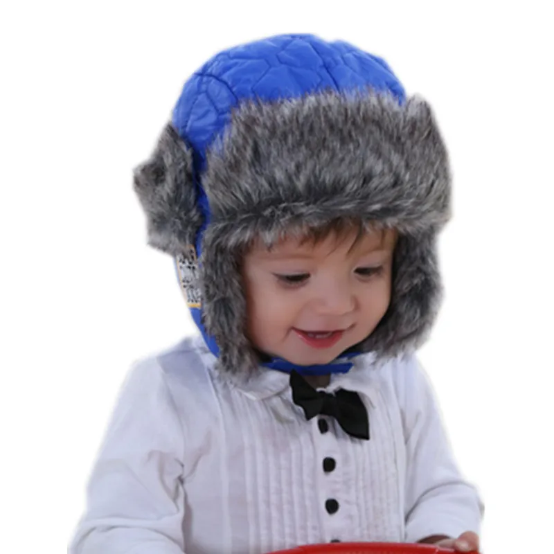 

baby & kids boys winter faux fur fleece warm bomber hats caps children fashion boy earflap blue hat snow caps christmas gifts