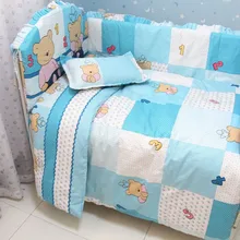 Промо-акция! 7 шт постельных принадлежностей хлопок одеяло jogo de cama bebe детские постельные принадлежности для кроватки набор(бампер+ пододеяльник+ матрас+ подушка