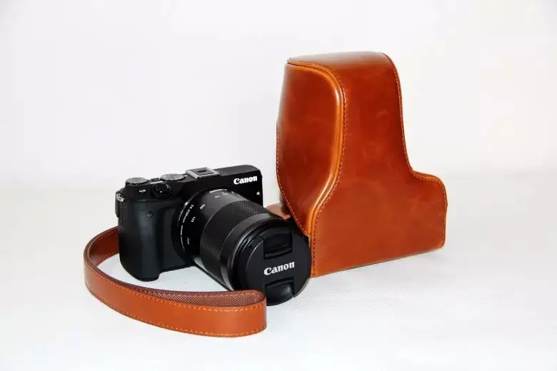 Чехол из искусственной кожи для камеры Canon EOS M3 EOSM3, Ретро Винтажный чехол для камеры с ремешком