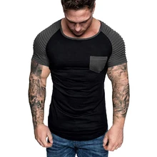 2019 NEW Men's O-Neck Slim Fit Solid Color Short Men T-shirt Striped Fold Raglan Sleeve Style T shirt Men Tops Tees Size S-XXXL 2019 NEW Men's O-Neck Slim Fit Solid Color Short Men T-shirt Striped Fold Raglan Sleeve Style T shirt Men Tops Tees Size S-XXXL