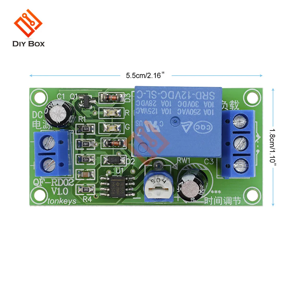 DC 12 В проводимость NE555 таймер задержки переключатель регулируемое время задержки релейный модуль AC 250 В 10A DC 30 в Соединительный модуль