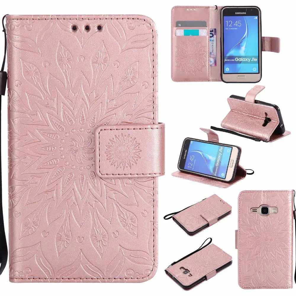 Чехол для телефона из искусственной кожи чехол Чехол для samsung Galaxy A3 A5 J3 J5 J7 S3 S4 S5 S6 S7 S8 S9 Edge Plus с рисунком "Подсолнух" бумажник - Цвет: Rose Gold