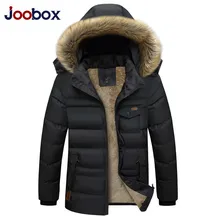 Joobox новый долгая зима мужчины одежда марка повседневная куртка и хлопок Парки Мужской Большой мужское Пальто меховой с капюшоном мужчин зимой пальто