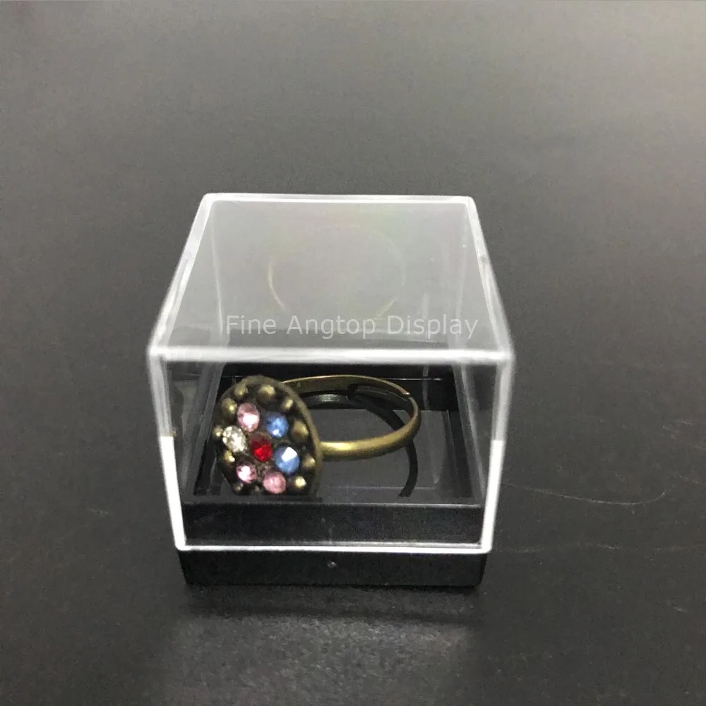 27*27*26 мм дисплей для хранения ювелирных изделий маленькая пластиковая стандартная коробка минеральный кристалл образец кольцо дисплей коллекция коробка квадратный PS коробка