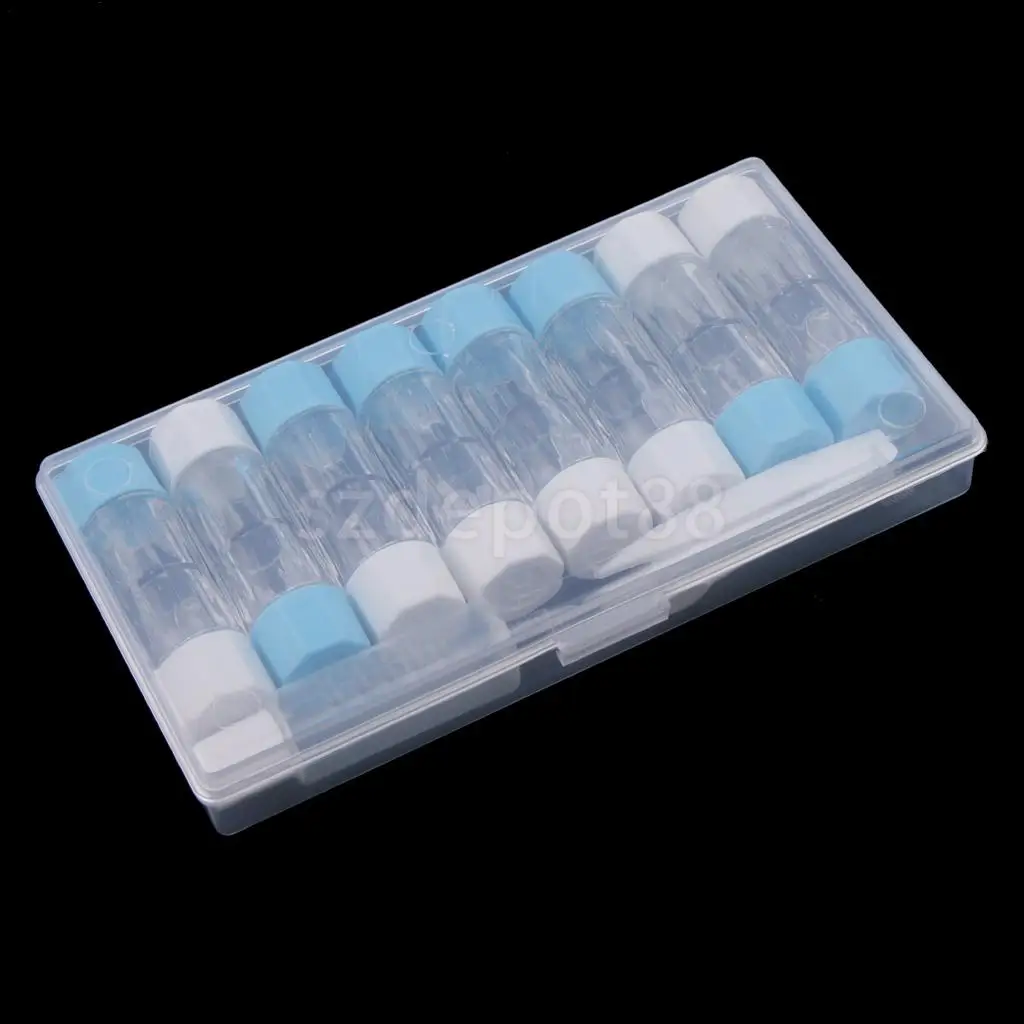 8 pcs Clear Contact Lens Case Set Travel Cleaner Washer Holder Storage Box with Liquid Bottle Tweezers Kit