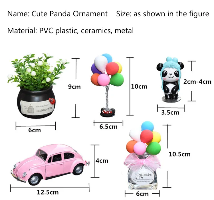 Милый мультяшный 8 шт панда модель автомобиля мини автомобиль прекрасный подарок воздушный шар авто украшение интерьера восхитительный Автомобиль Стайлинг орнамент для леди