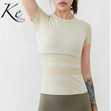 KE, спортивная женская рубашка с коротким рукавом, быстросохнущая, круглый вырез, зеленый, для йоги, топ, синий, черный, для женщин, для фитнеса, тренажерного зала, для пробежек