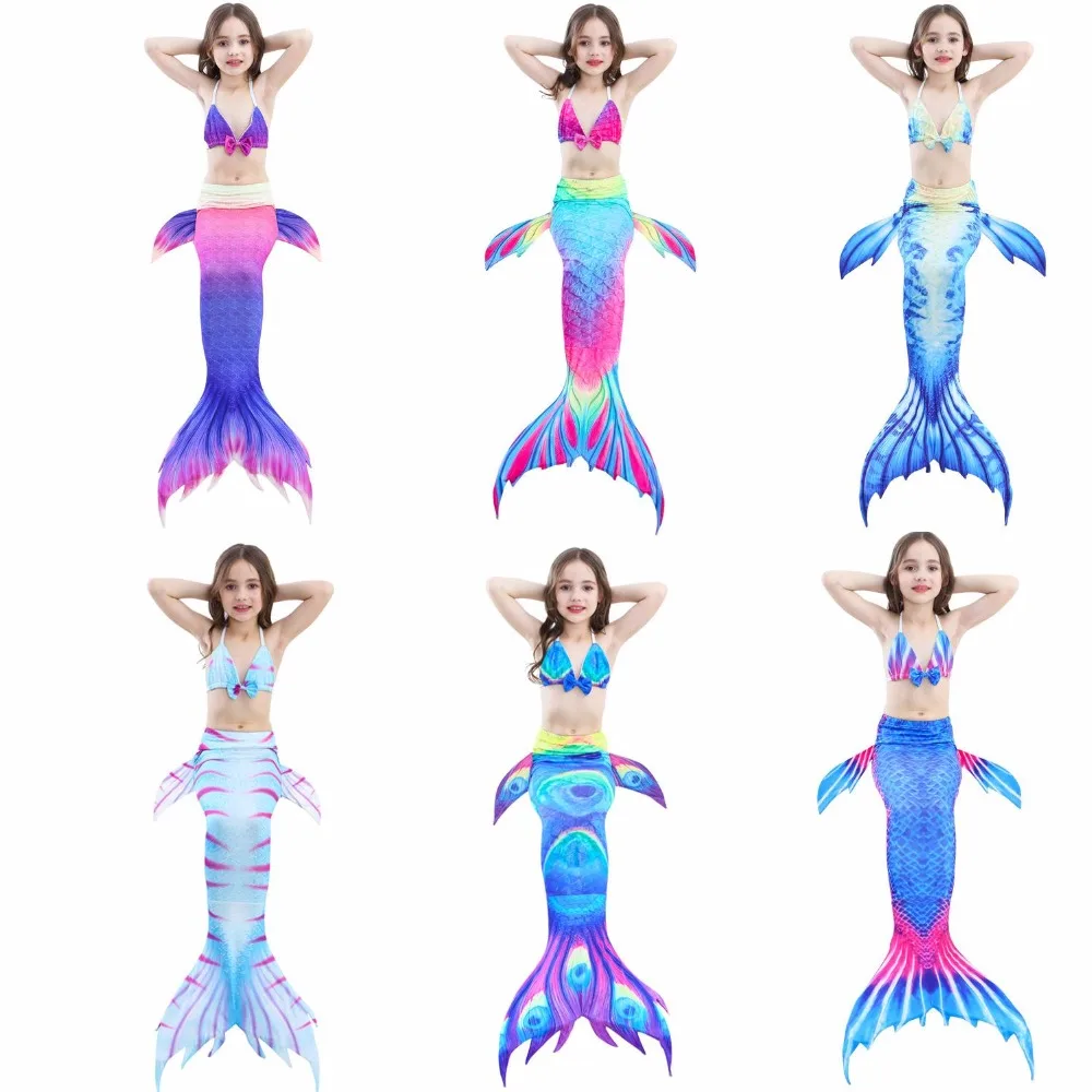 

3PCS/Set 22 Colors Swimming Mermaid Tail without Monofin Bikini Girls Children Swimmable Mermaid Tail Costome Cosplay No Flipper