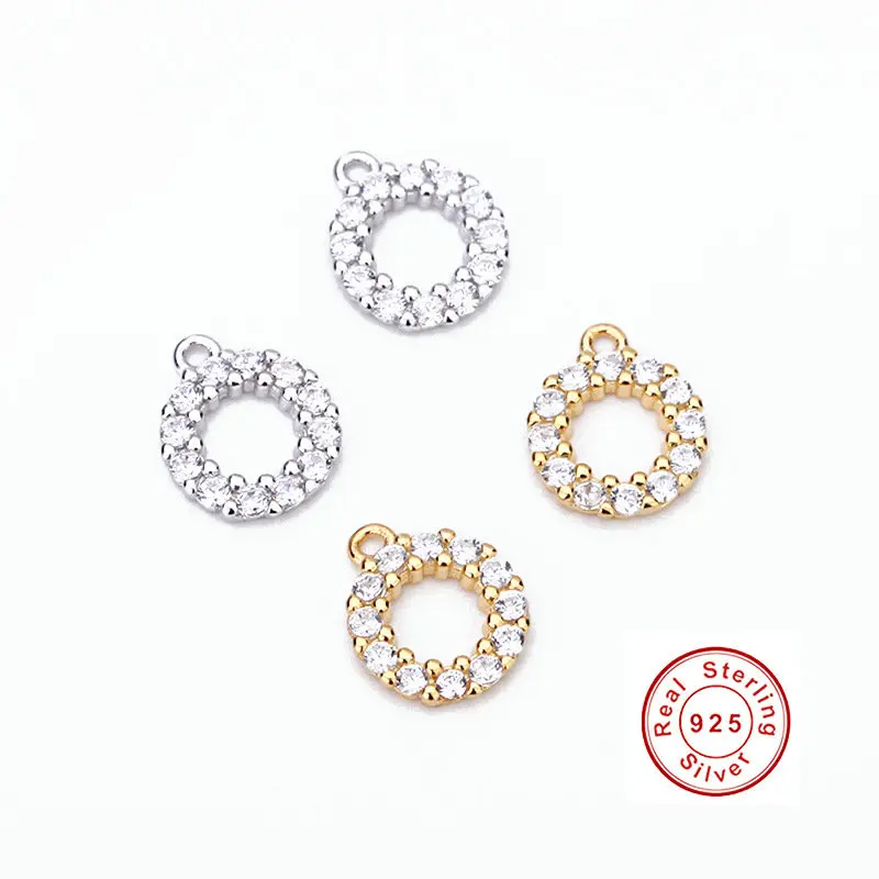 

Genuine 925 Sterling Silver Zircon Charms for DIY Handmade Drop Earring Fine Jewelry Findings Accesories
