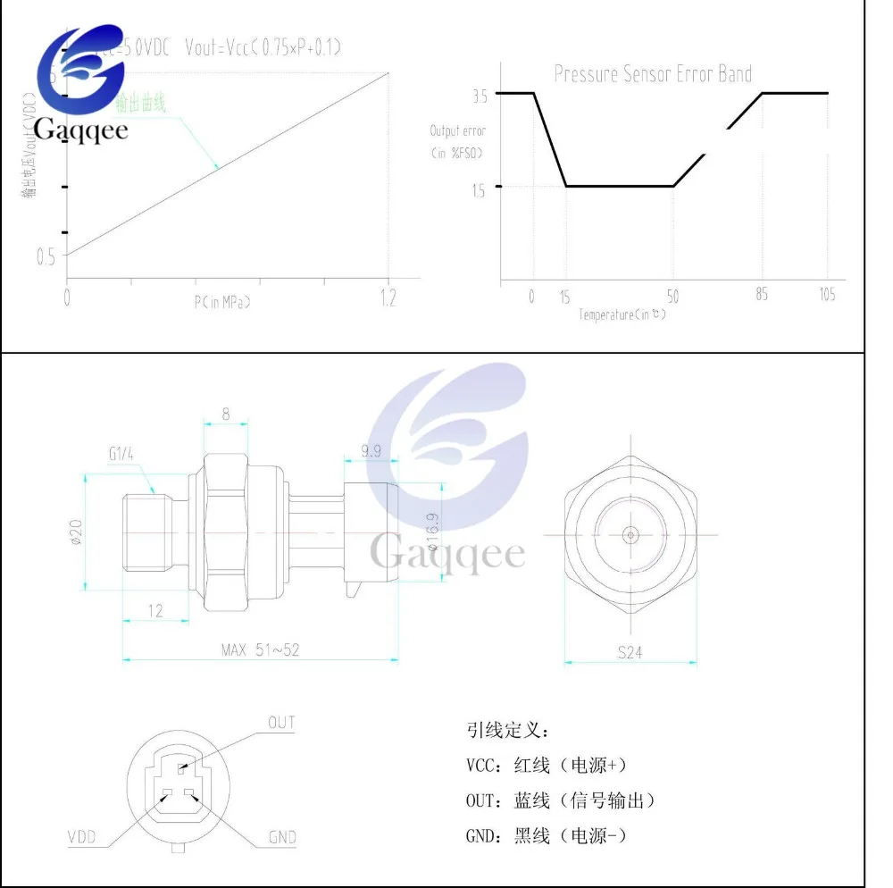 DC 5V G1/4 Датчик давления Передатчик 1 2 MPa 174 PSI для воды газа масла 0 1.2MPa|Датчики