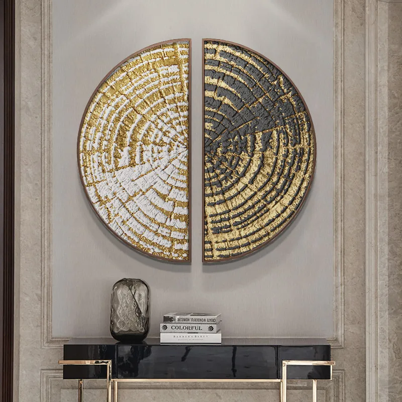 Современный абстрактный светильник, роскошные декоративные картины, американская полукруглая картина для оформления входа в отель, прохода, настенная Золотая Фреска