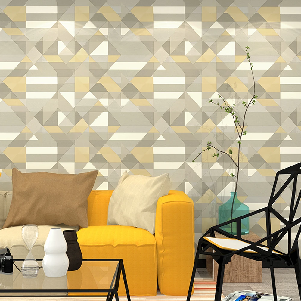 

Green/Yellow/Red/Blue Triangle Graphics Wallpaper Roll Modern Geometric Wall Paper