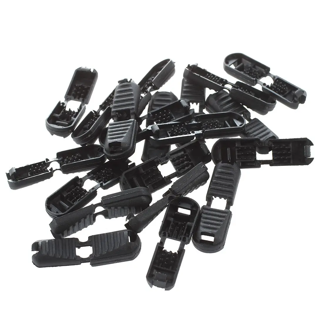 Zipper Pull Cord Plastic Lock Ends 5.5mm x 5.3mm 20pcs Blackin Buckles