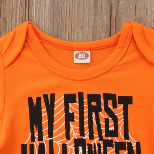 2018 MY FIRST HALLOWEEN Baby Boy Girl Romper Cotton Clothes Outfit Short Sleeve Cotton Costume Soft Clothing 0-18M