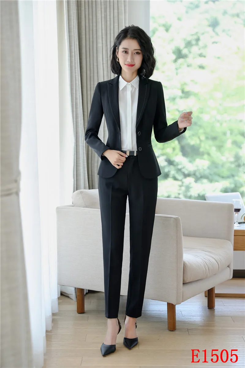 Bureau Femmes Styles Blazer Costumes Conceptions Veste Noir Work Ensembles Wear Pantalons Formelle Ladies Uniforme D'affaires Et PwBnSqq1