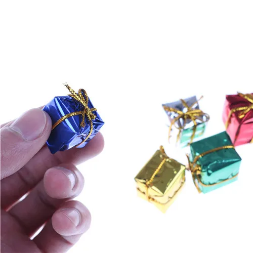 

DIY Miniature Dollhouse Toy 10pcs Dolls House Miniatures 1:12 Christmas Configuration Purple Paper Mini Gift Box