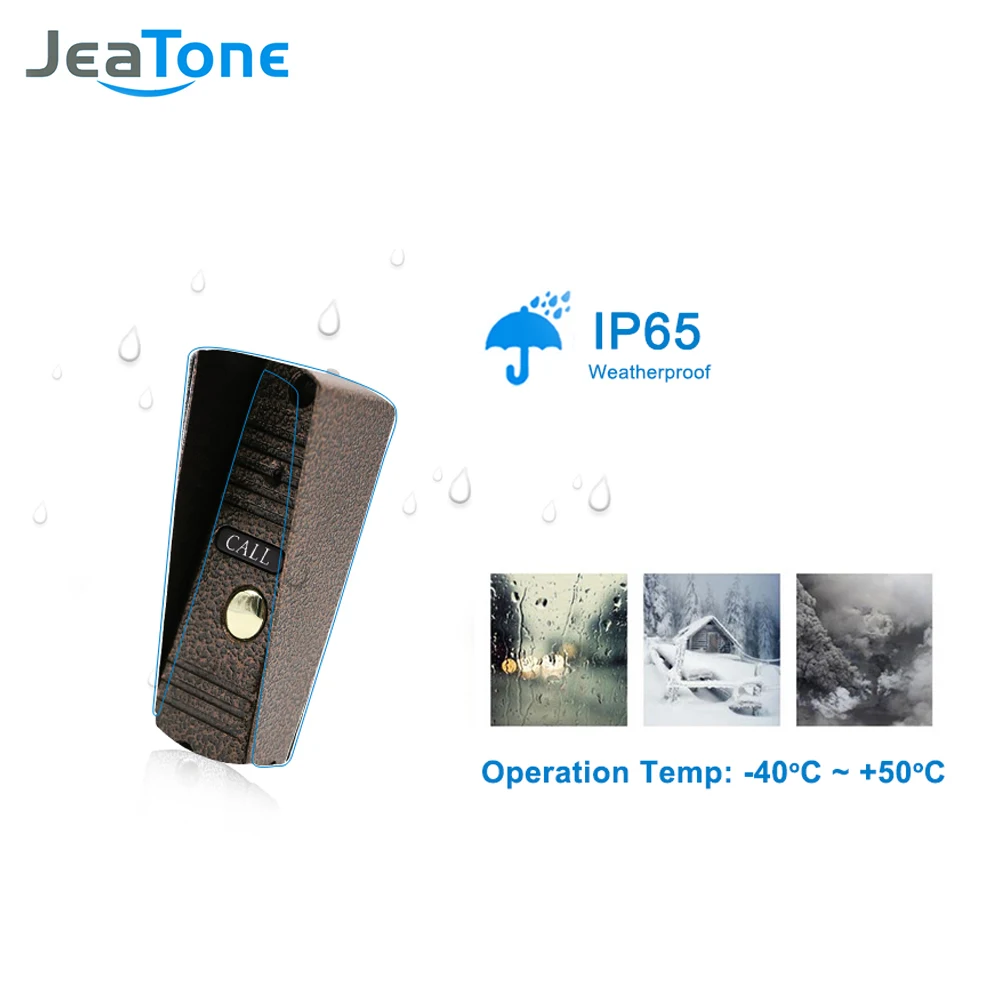 JeaTone 4 дюймовый проводной дверной телефон видеодомофон звонок водонепроницаемый