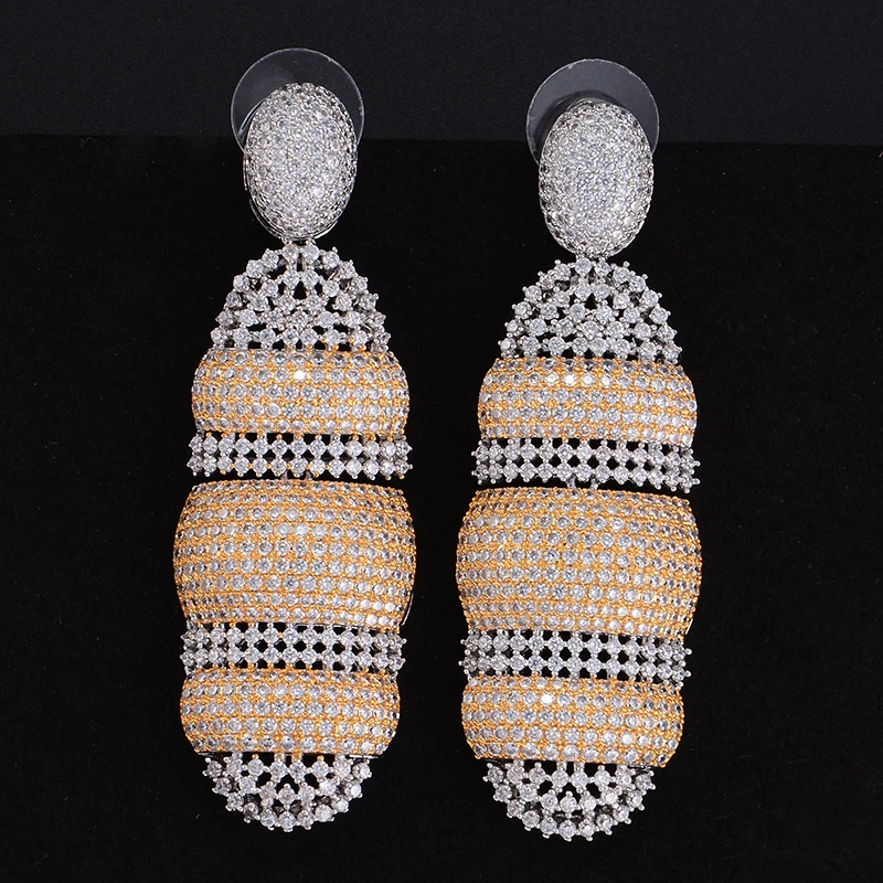 

Jimbora Hollow Full Cubic Zirconia Wedding Engagement Party Drop Dangle Earrings Jewelry For Women