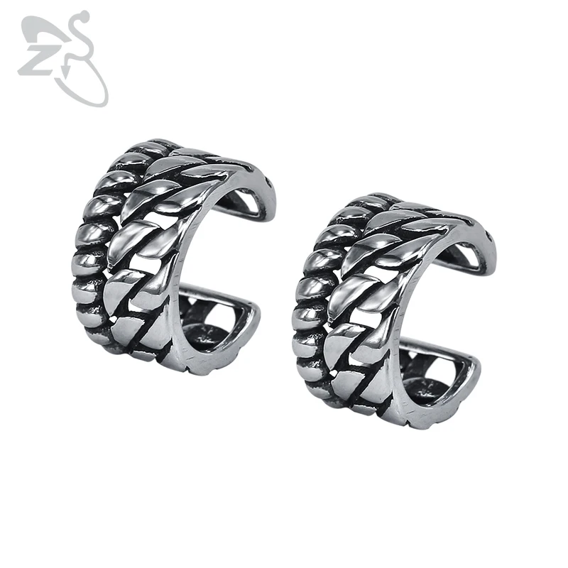 

ZS Punk Clip Earring for Men Stainless Steel Jewelry Hollow knitting Earring Fashion Gothic Ear Cuff for Women Cartilage Earring