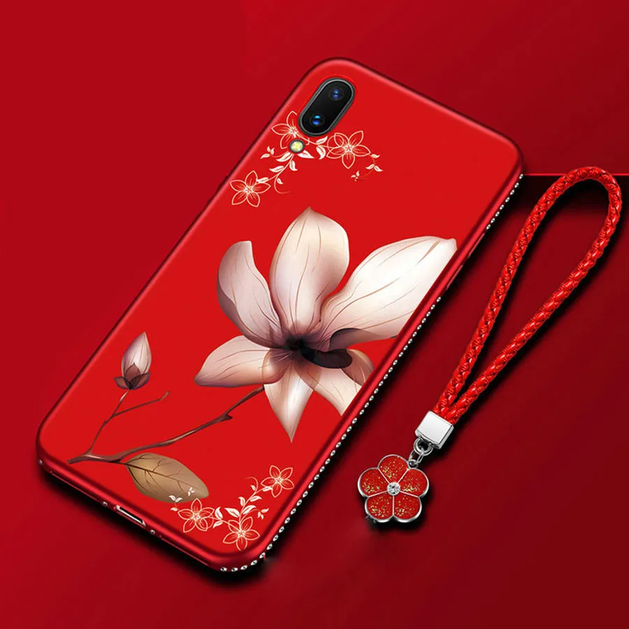 

Flower Flash Rhinestones Case For Huawei Y6 Pro P Smart plus 2019 Soft TPU Silicone Cover for huawei honor 10i enjoy 9s 9e cover