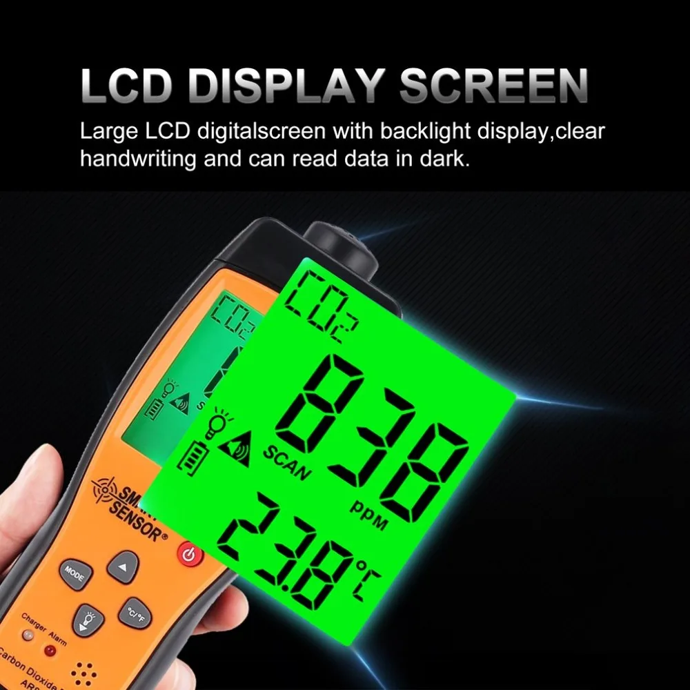  Smart Sensor AR8200 CO2 Carbon Dioxide Air Quality Monitor Analyzer Temp Temperature Thermometer Te - 32968933524