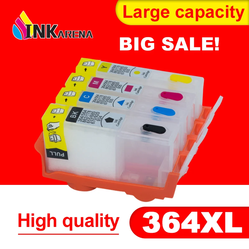 Сменный картридж для принтера HP 364 Photosmart B109a B109n B110a B110c B209 7510|ink cartridge|refillable ink