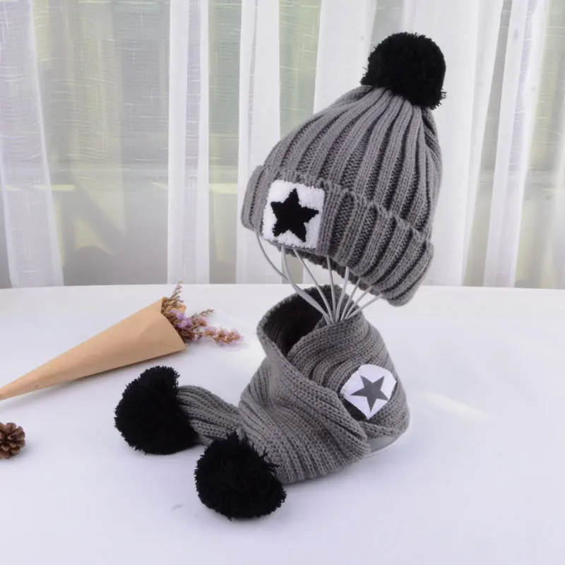  kids hat and scarf set for children winter set for children scarf hat set girls boys scarfs and gloves (2)